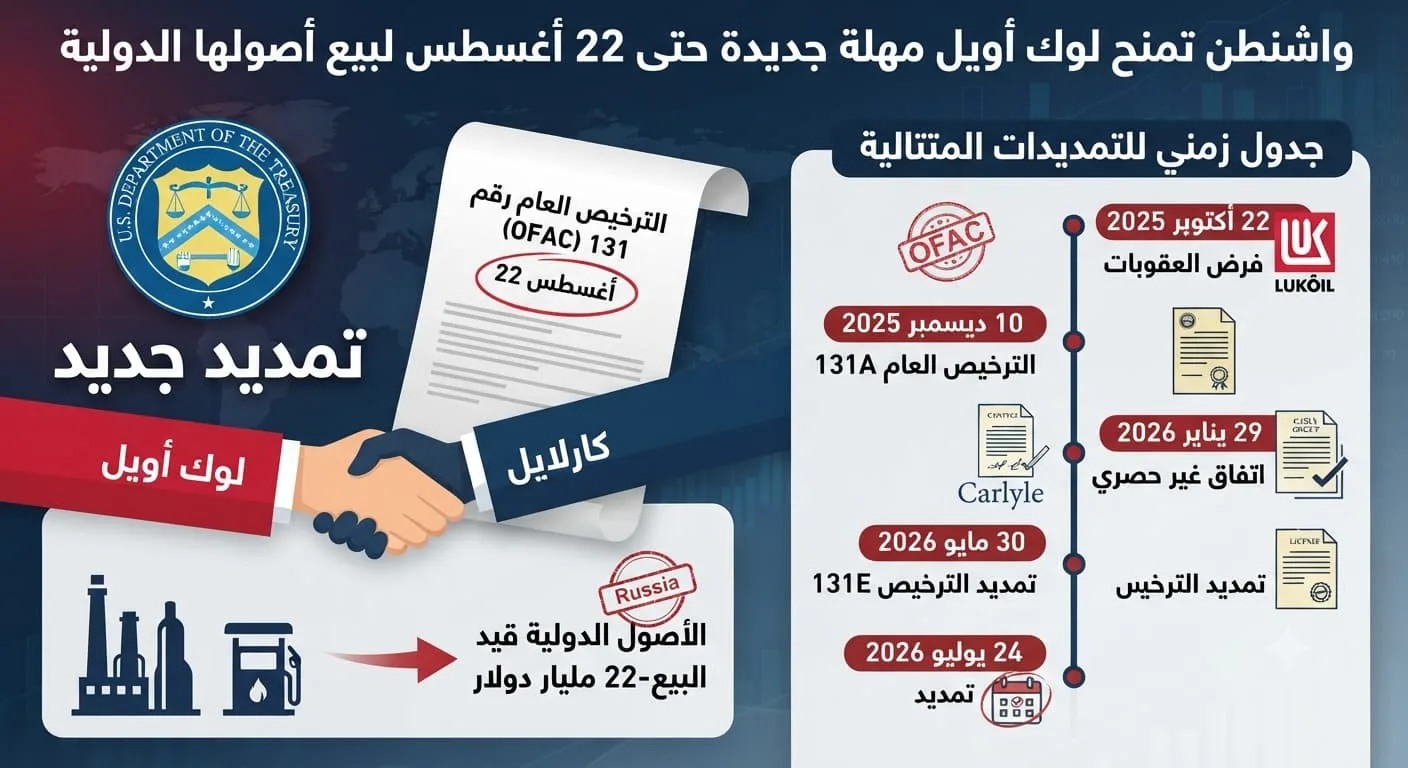 واشنطن تمنح لوك أويل مهلة جديدة حتى 22 أغسطس لبيع أصولها الدولية