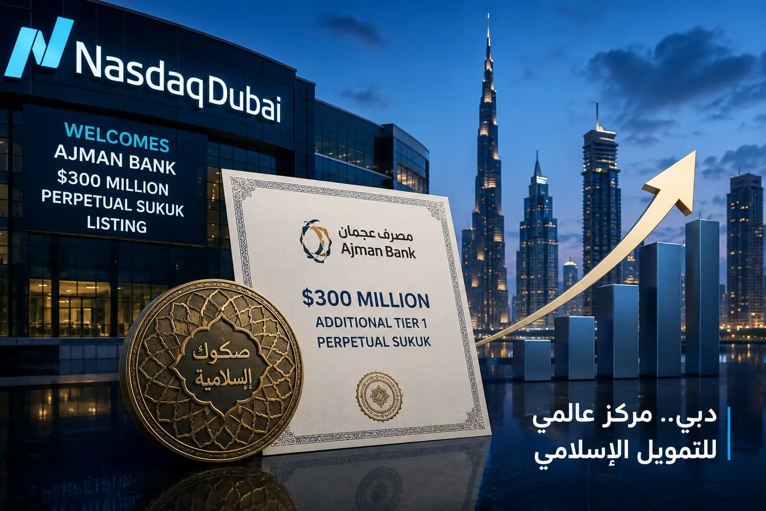 ناسداك دبي تُدرج صكوك مصرف عجمان بـ300 مليون دولار.. خطوة تعزز ريادة الإمارات في التمويل الإسلامي