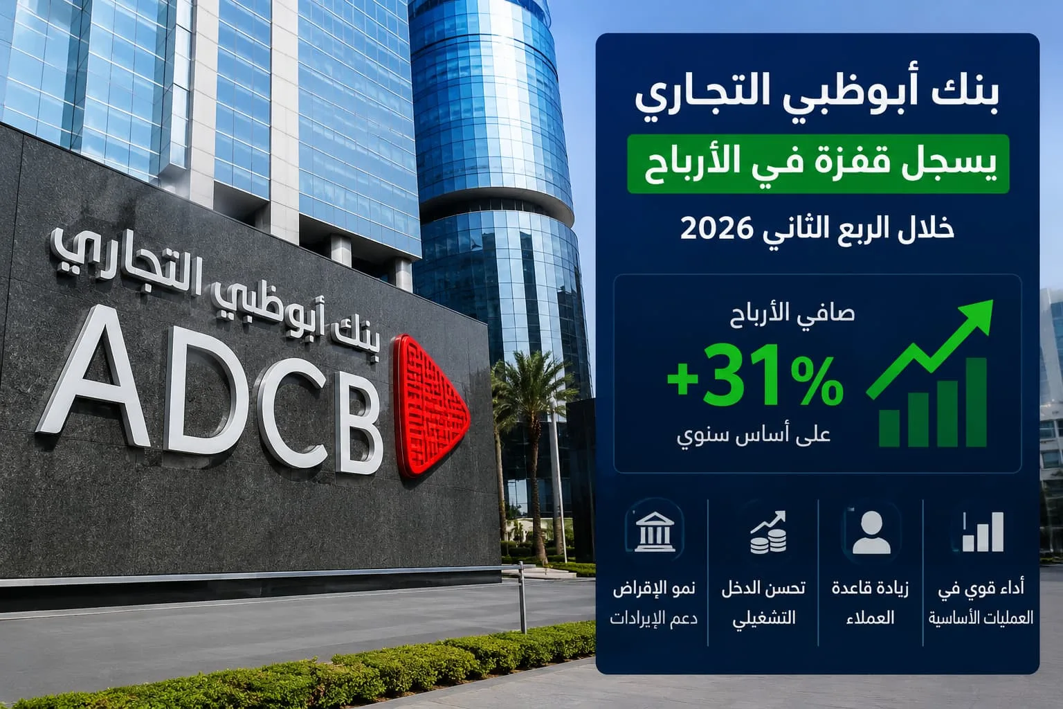 بنك أبوظبي التجاري يسجل قفزة 31% في الأرباح الفصلية