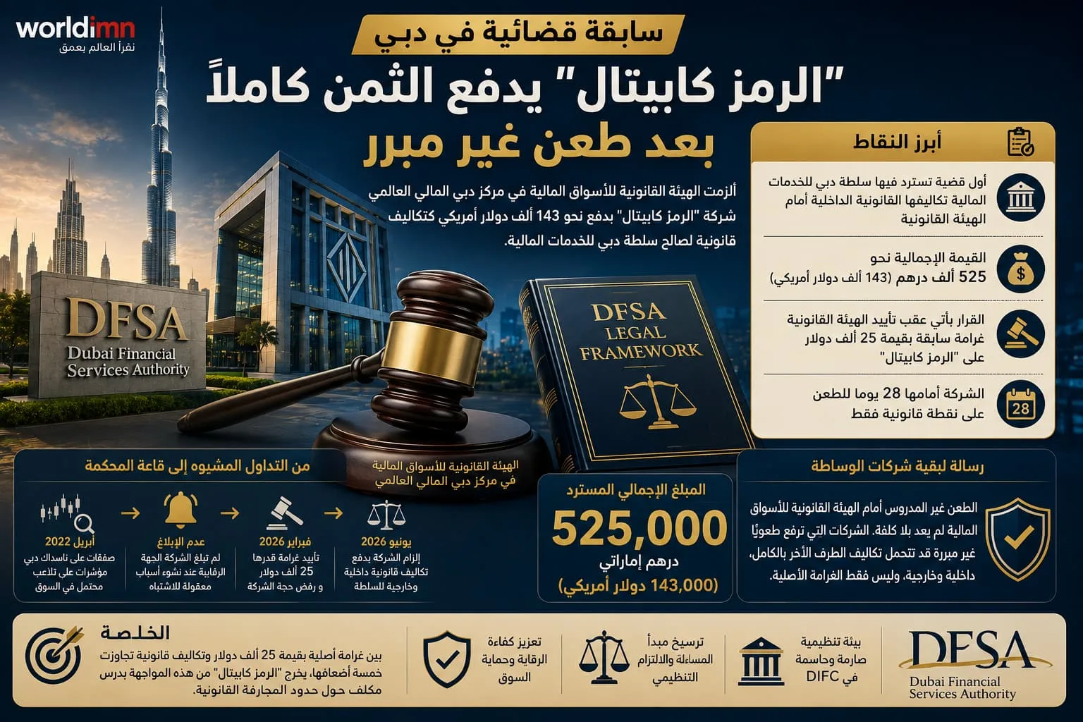 سابقة قضائية في دبي.. “الرمز كابيتال” يدفع الثمن كاملاً بعد طعن غير مبرر