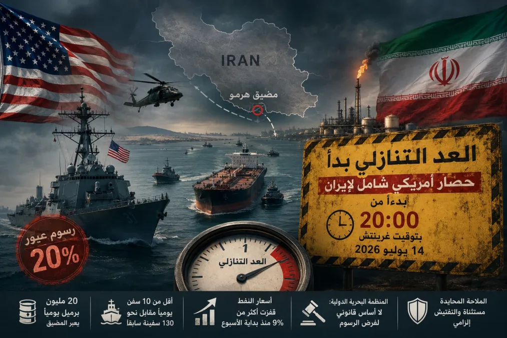 «العد التنازلي بدأ».. حصار أمريكي شامل لإيران خلال ساعات وتحذيرات دولية من رسوم العبور