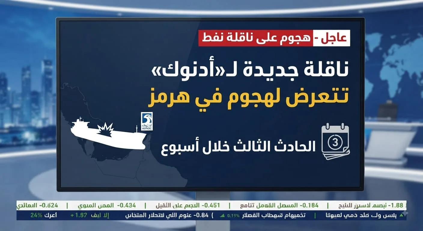 ناقلة جديدة لـ«أدنوك» تتعرض لهجوم في هرمز.. الحادث الثالث خلال أسبوع