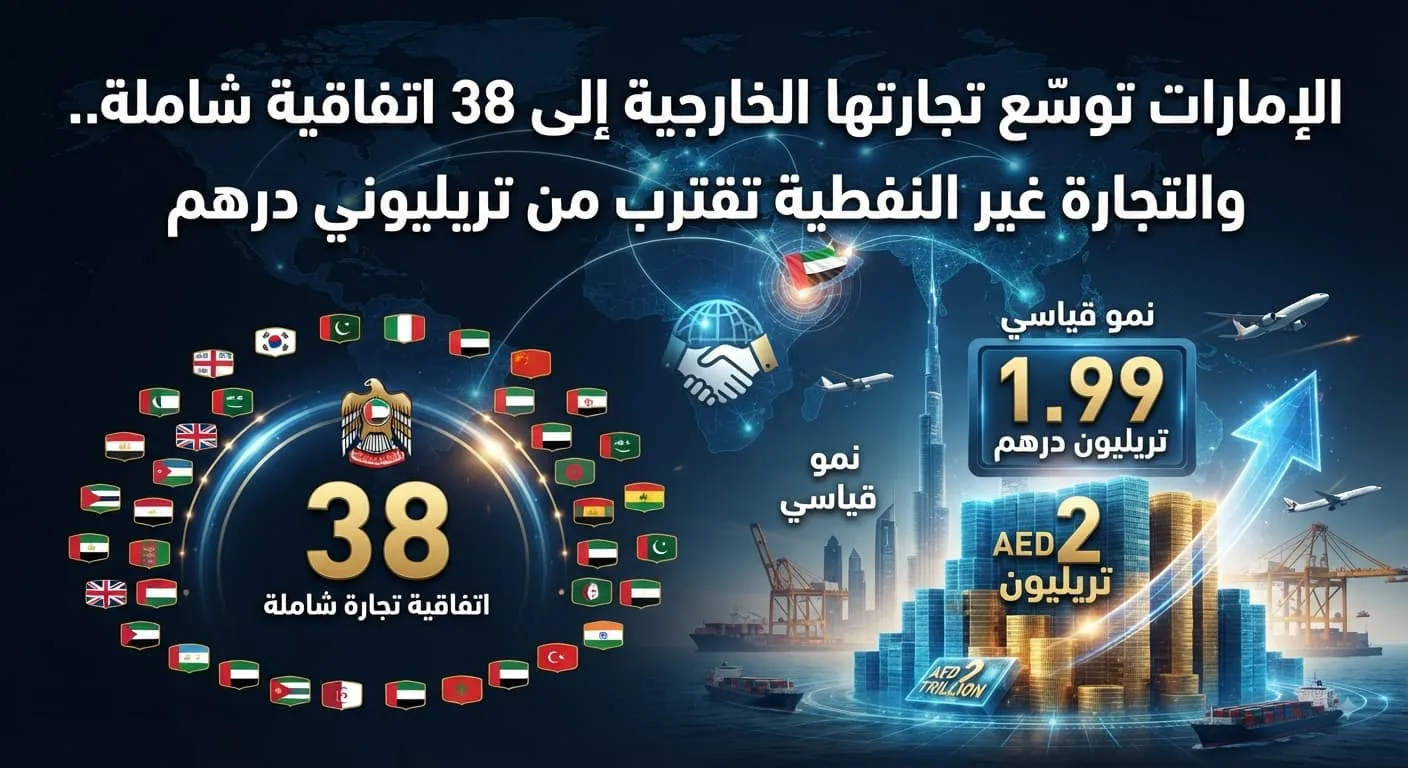 الإمارات توسّع تجارتها الخارجية إلى 38 اتفاقية شاملة.. والتجارة غير النفطية تقترب من تريليوني درهم