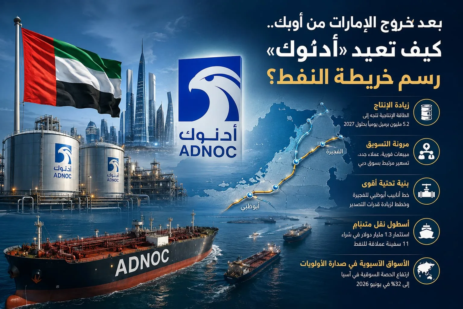 بعد خروج الإمارات من أوبك.. كيف تعيد «أدنوك» رسم خريطة النفط؟