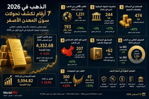 الذهب في 2026.. 7 أرقام تكشف تحولات سوق المعدن الأصفر